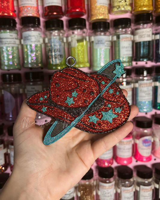 Space Cowgirl Hat Freshie - Volcano Capri Blue
